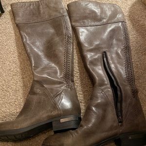Grey leather boots